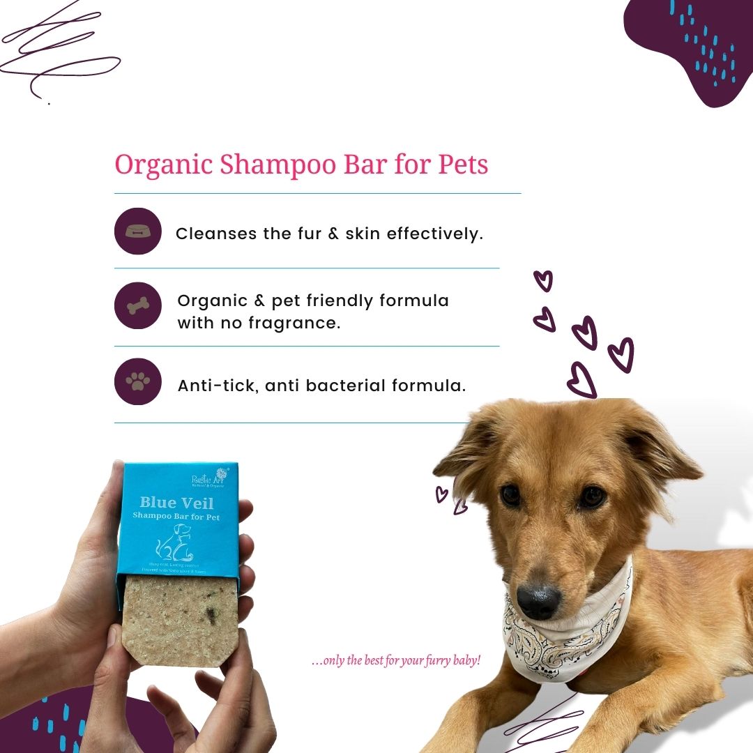 Pet Shampoo Bar with Neem Extract & Nano Silver (75g), Rustic Art