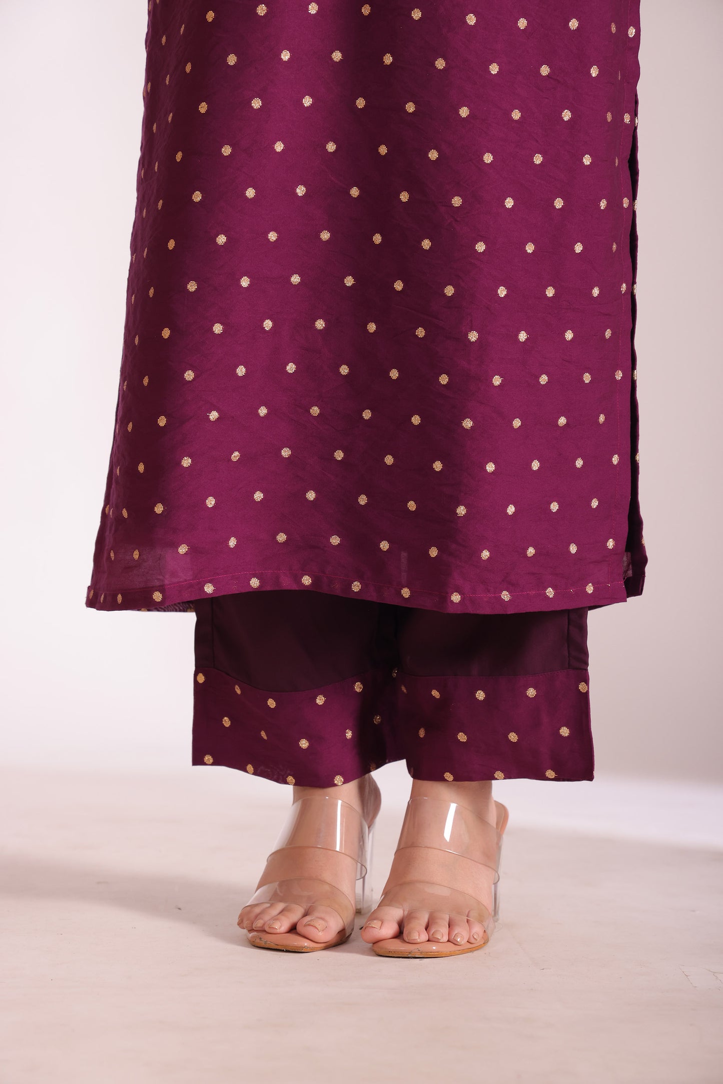 Mastani Wine Zari Embroidered Chanderi Kurta And Pant With Dupatta