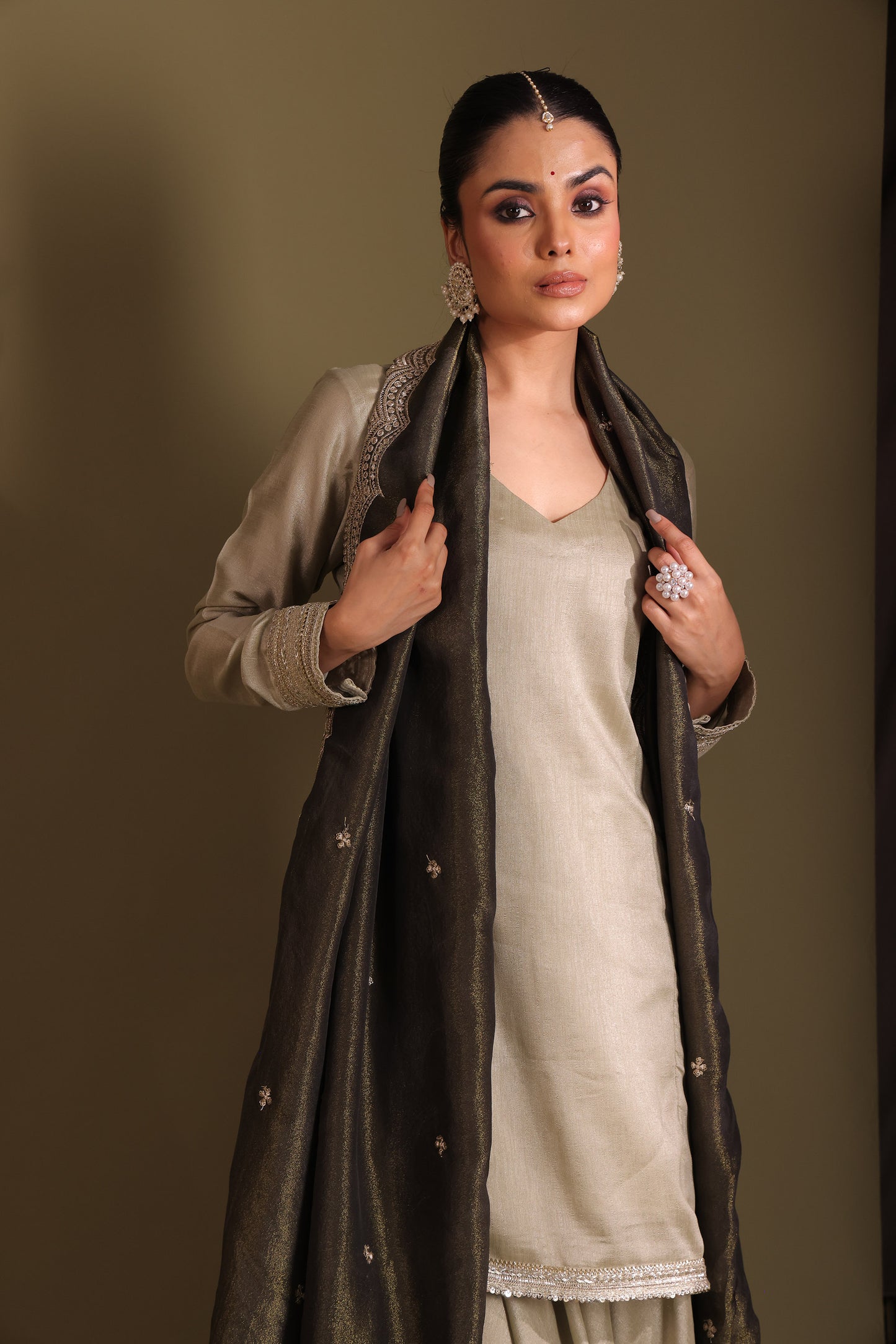 Jhalak Sage Embroidered Kashmiri Silk Sharara And Dupatta