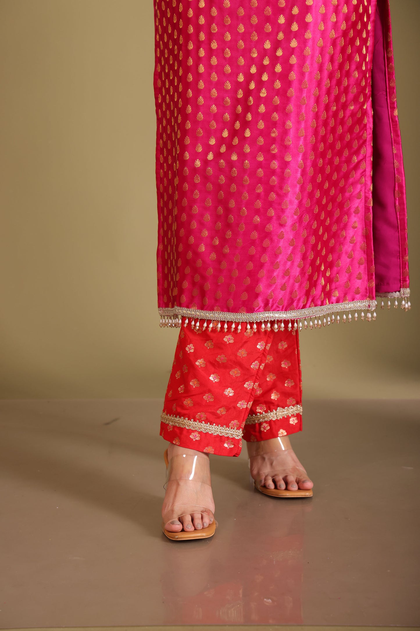 Noorika Red Embroidered Silk Kurta And Dupatta