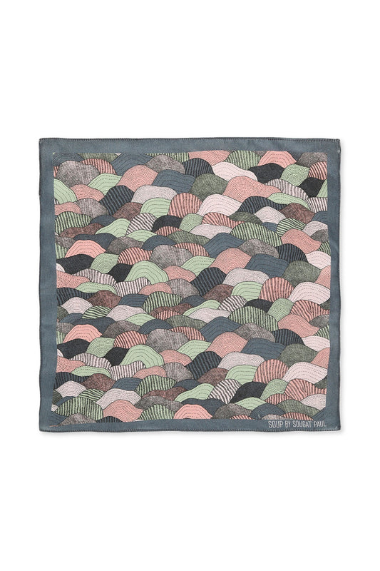 Gray Pastel Bloom Printed Pocket Square