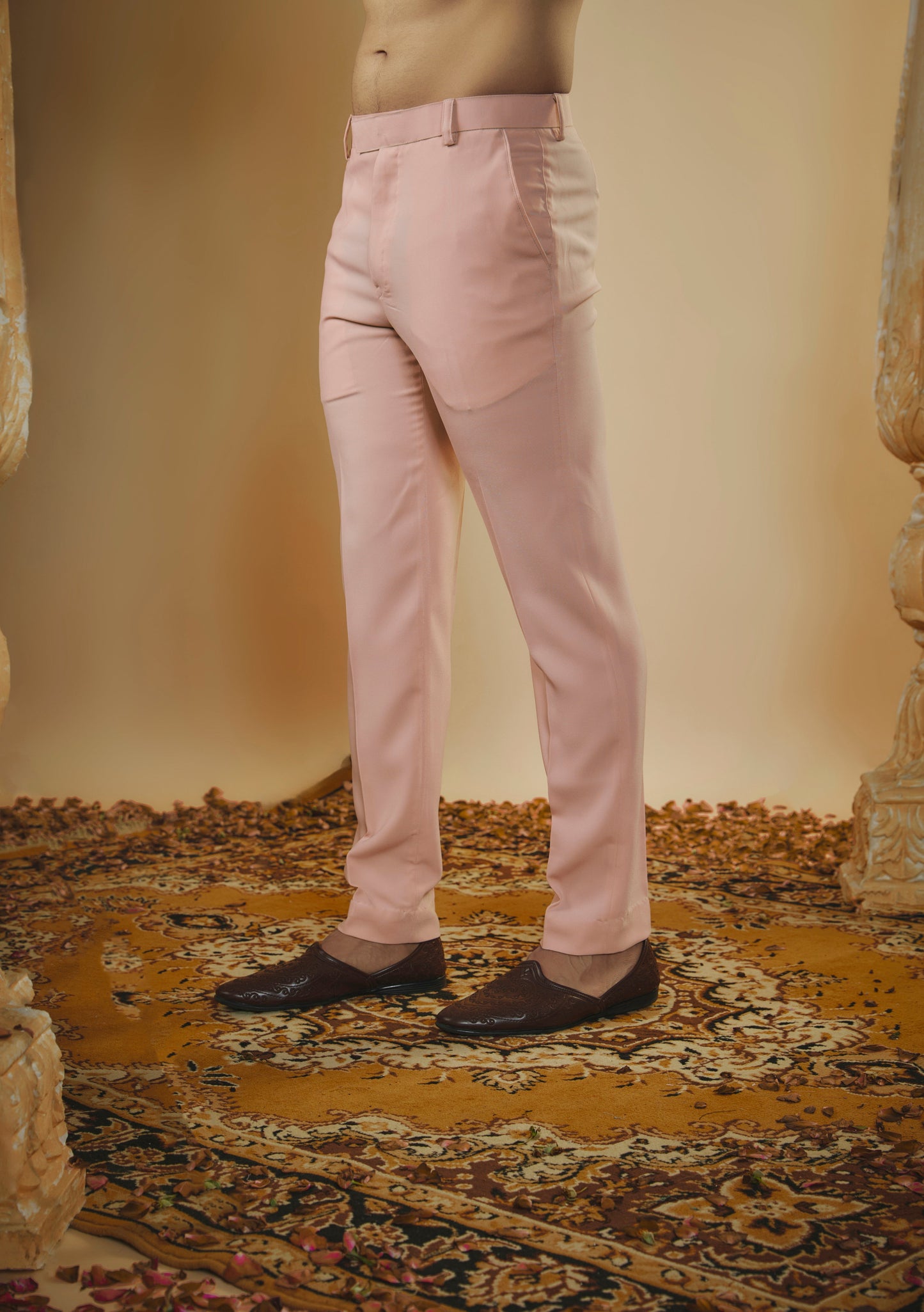 Imported nude pink sequinned jodhpuri set