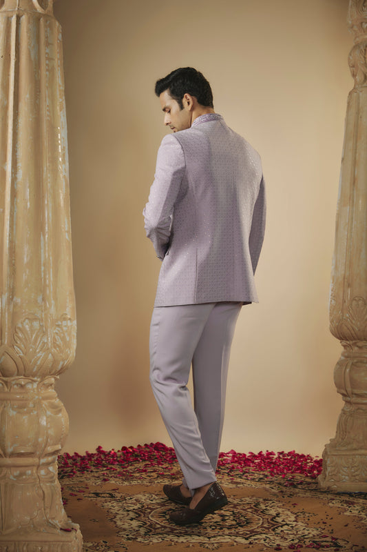 Imported pale lilac sequinned jodhpuri set