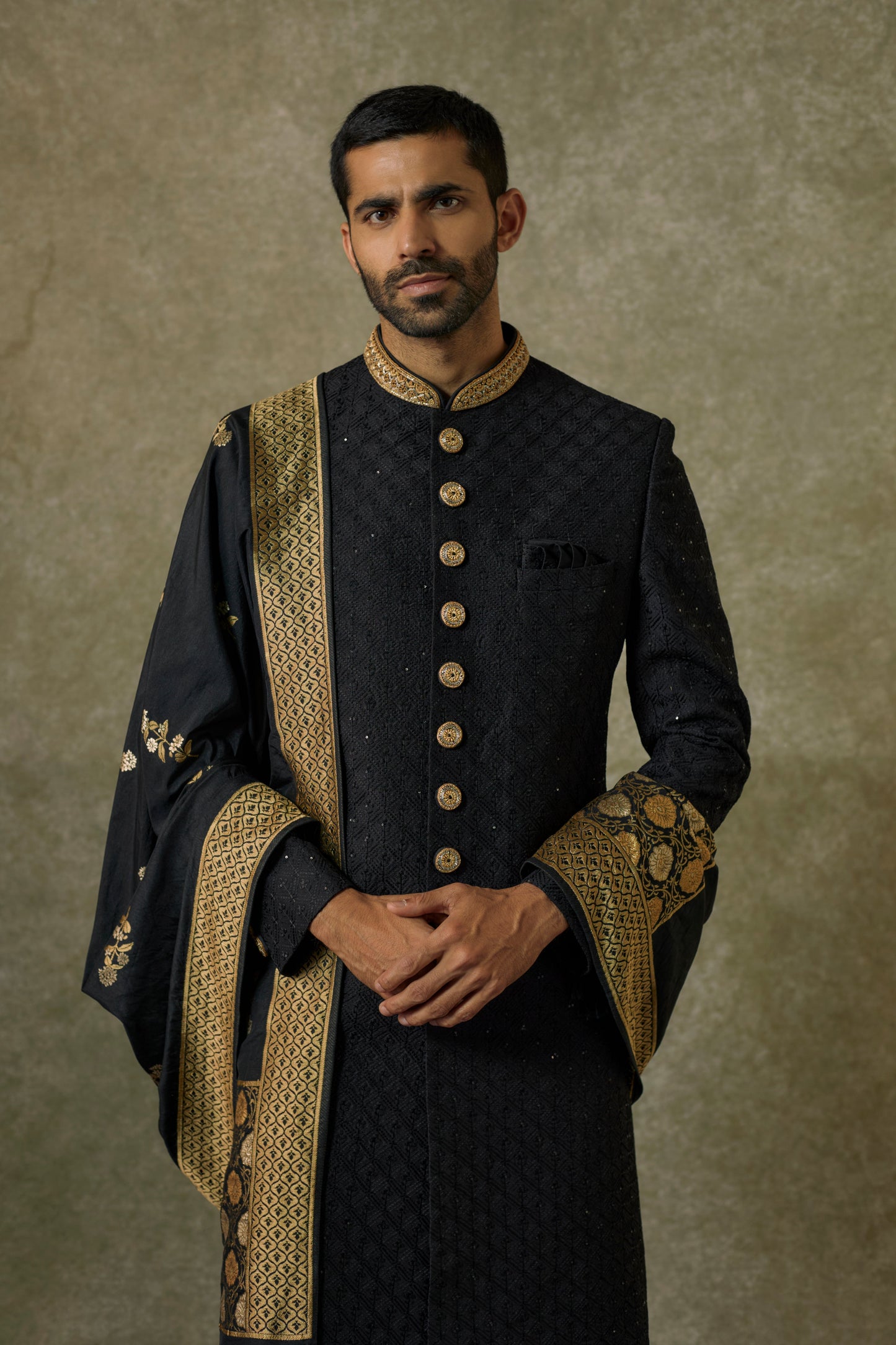 Navy Blue Luknowi Nawabi Set
