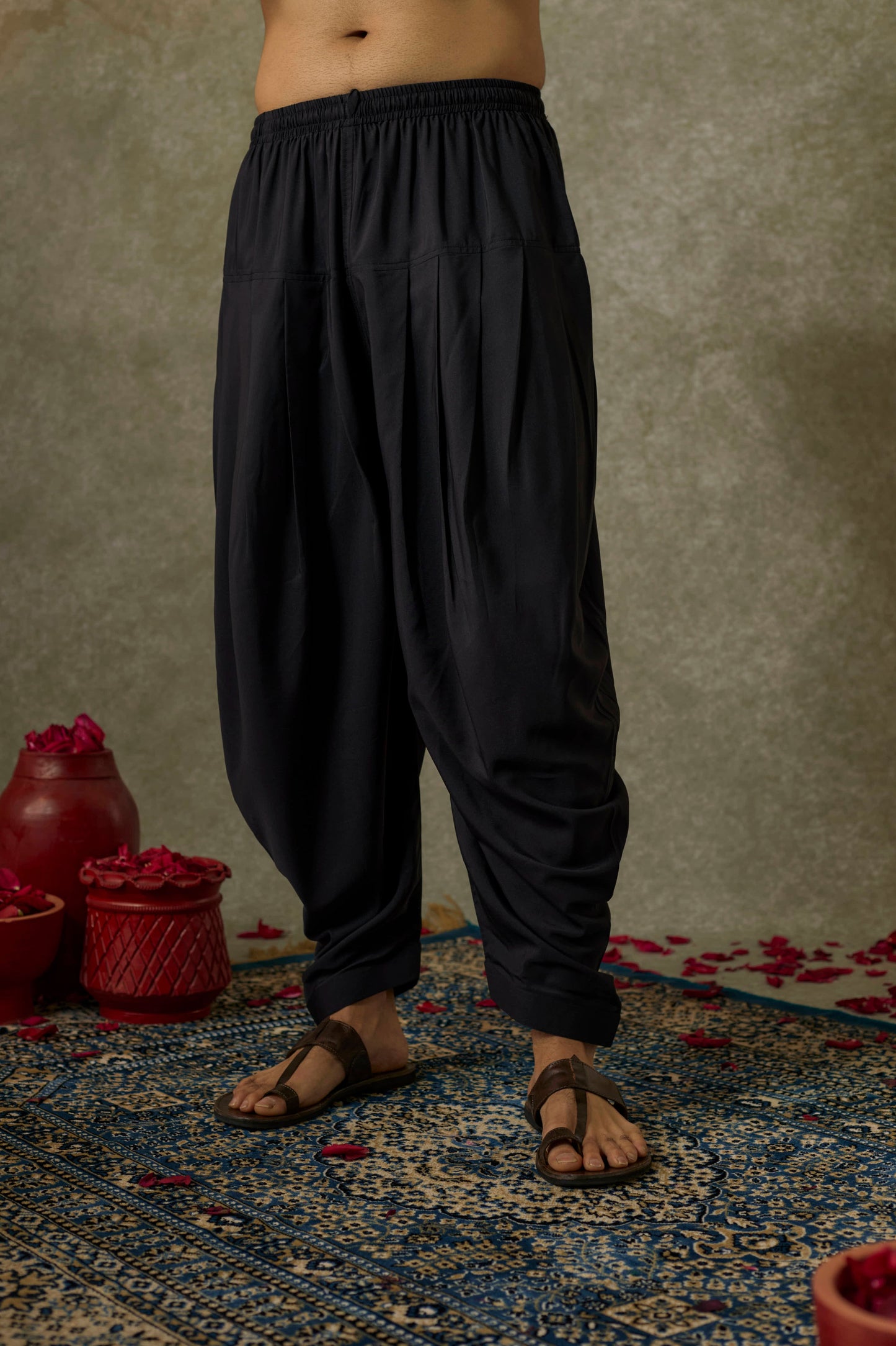 Pitch Black art silk mirror embroidered patiala suit set