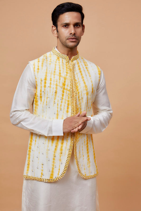 Yellow Silk Tie-Dye Bundi Set