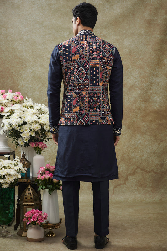 Blue Splendid Silk Koti Kurta set