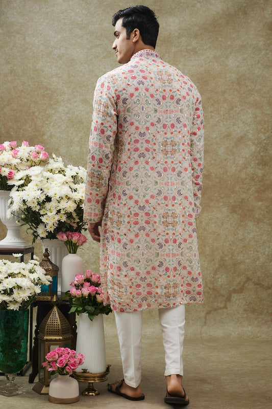 Multicoloured Lucknowi Kurta Set