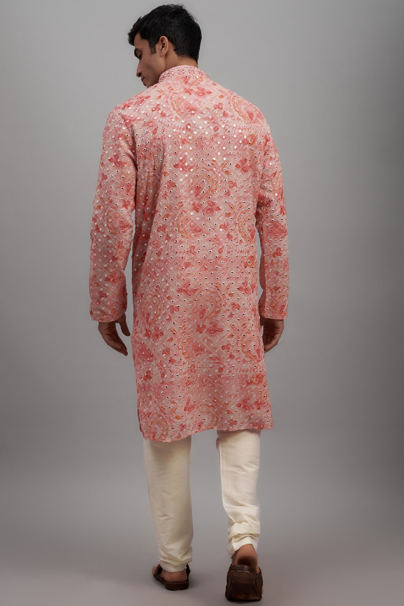 Pink Georgette Printed & Embroidered Kurta Set