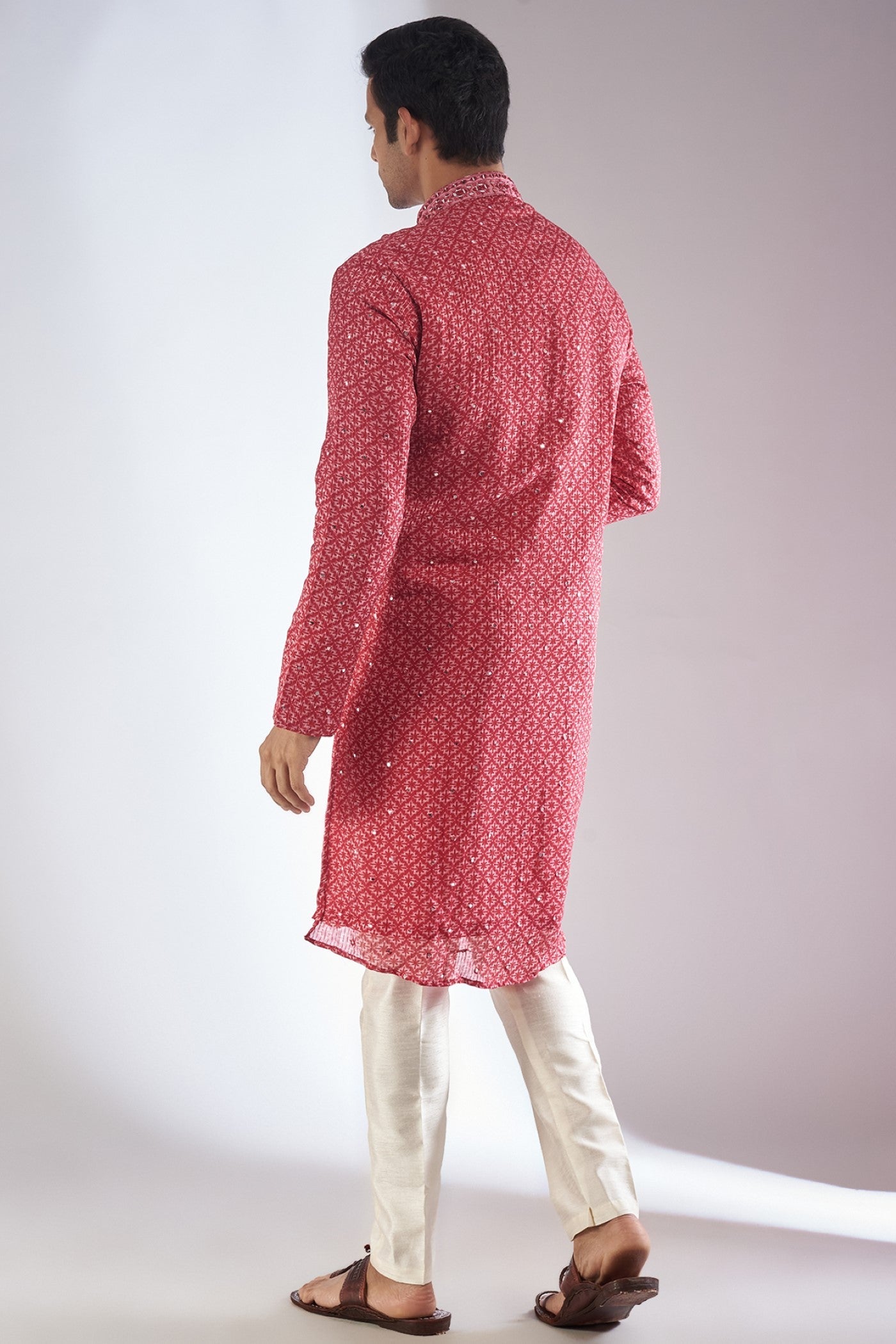 Pink Silk Embroidered Kurta Set