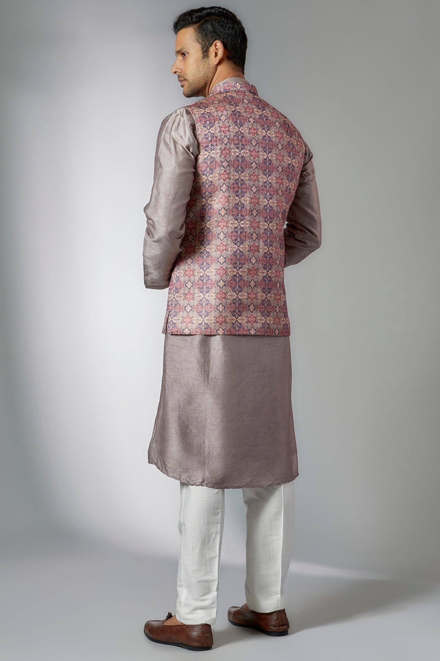 Multi-Colored Silk Embroidered Bundi Set