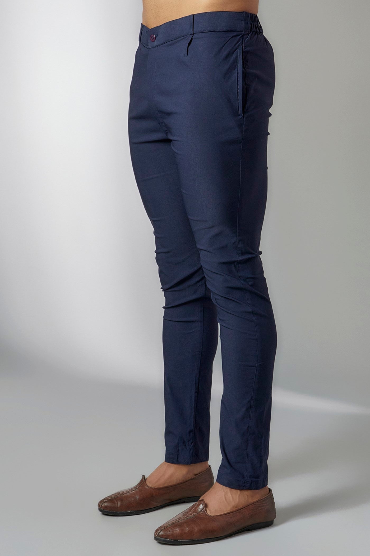 Blue Velvet Embroidered Bundi Jacket Set