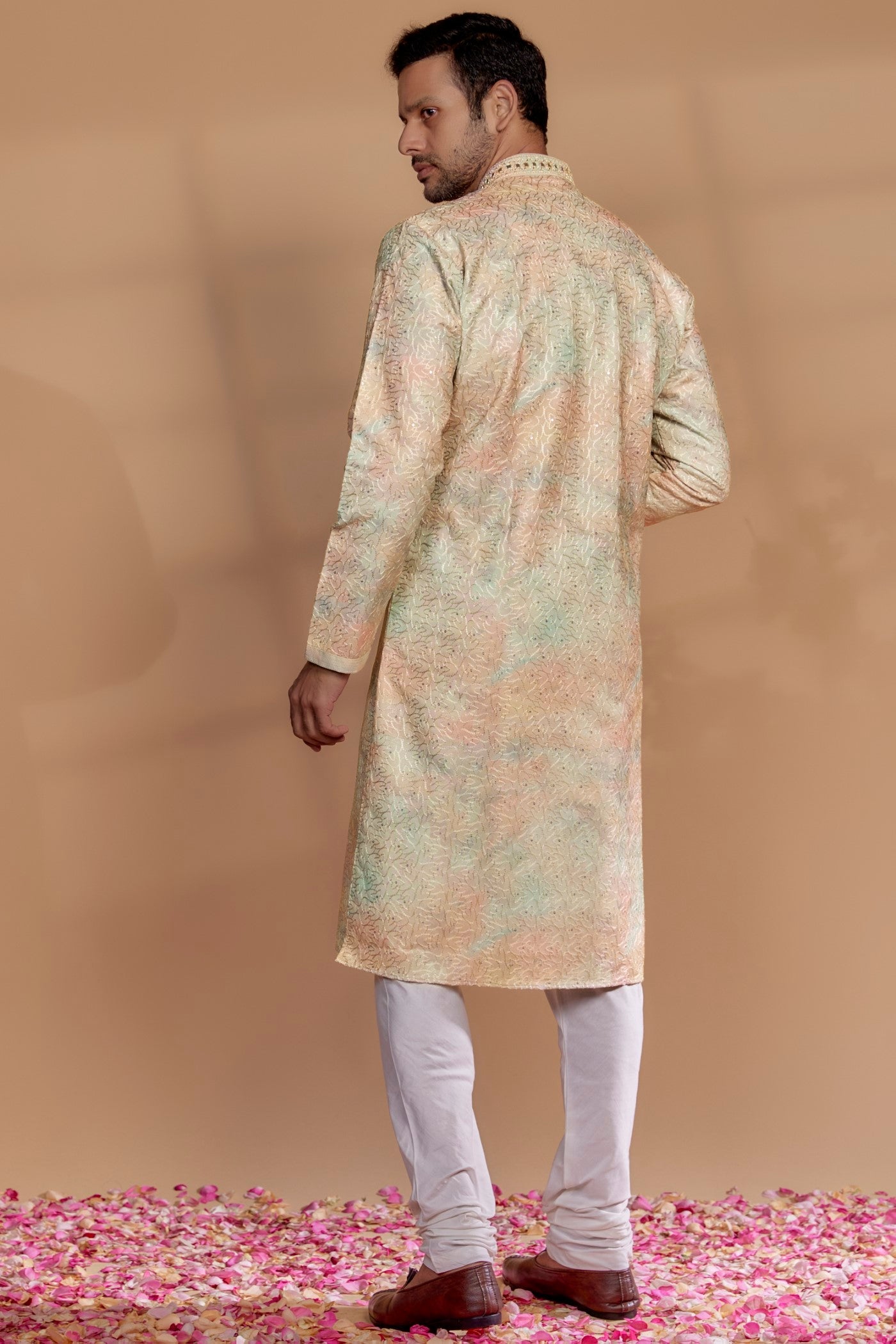 Multi-Colored Silk Kurta Set