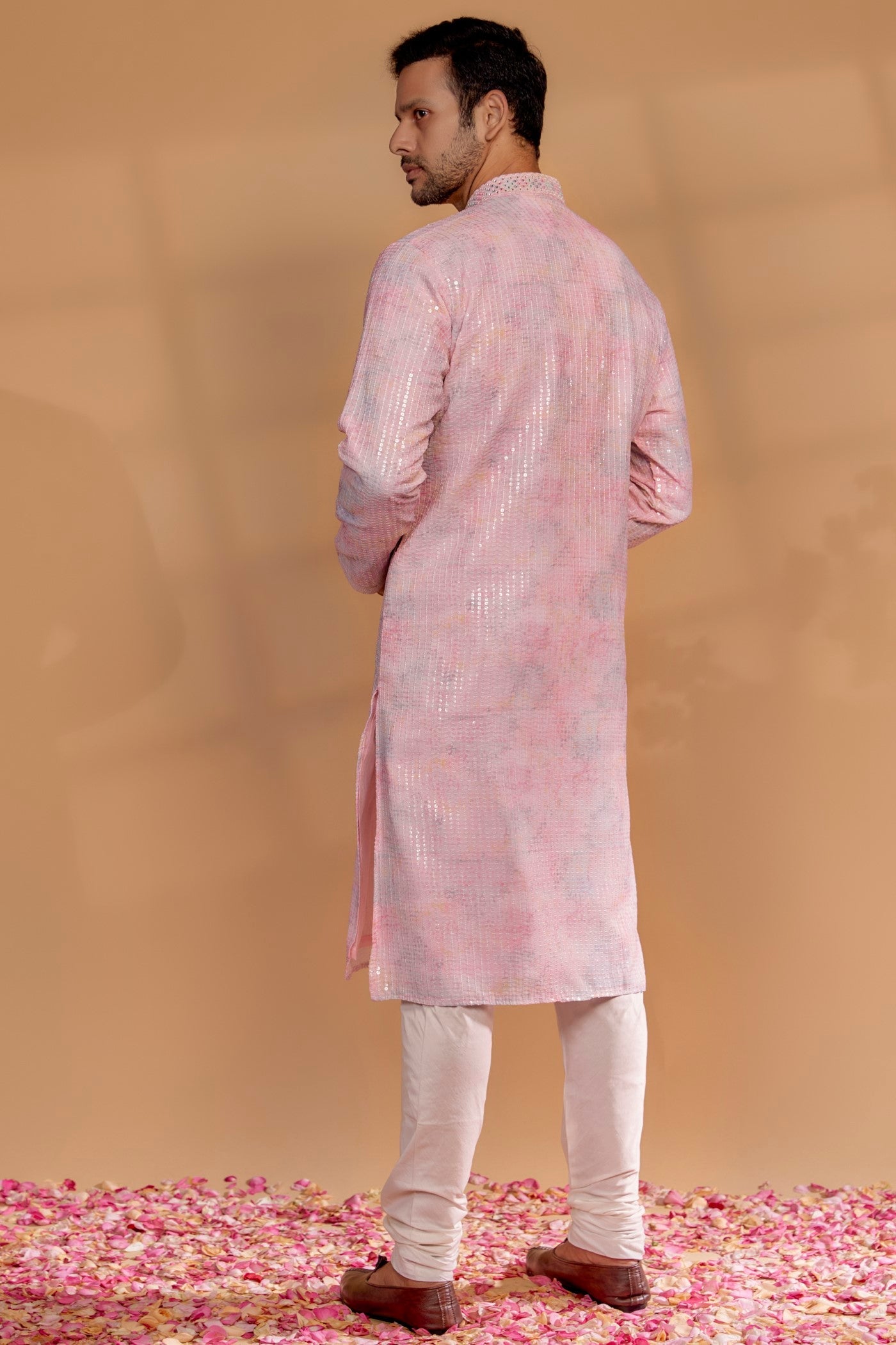 Light Pink Georgette Printed Kurta Set