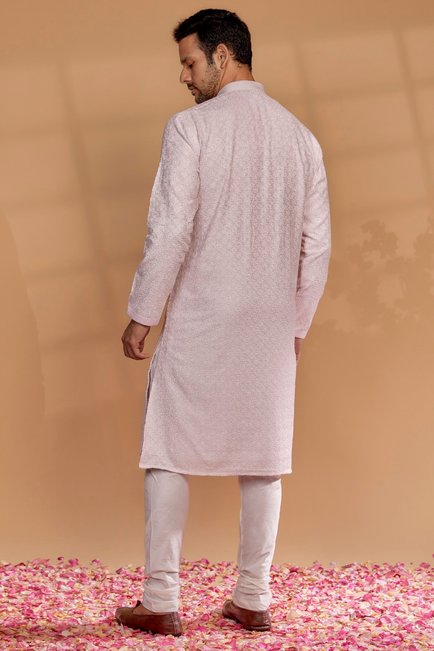 Baby Pink Lucknowi Georgette Kurta Set