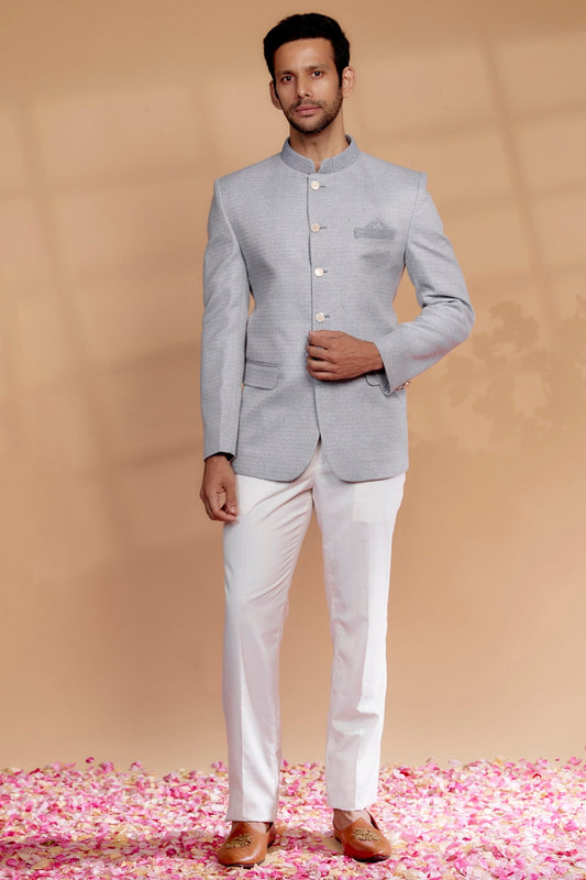 Lavender Jacquard Embroidered Jodhpuri Set