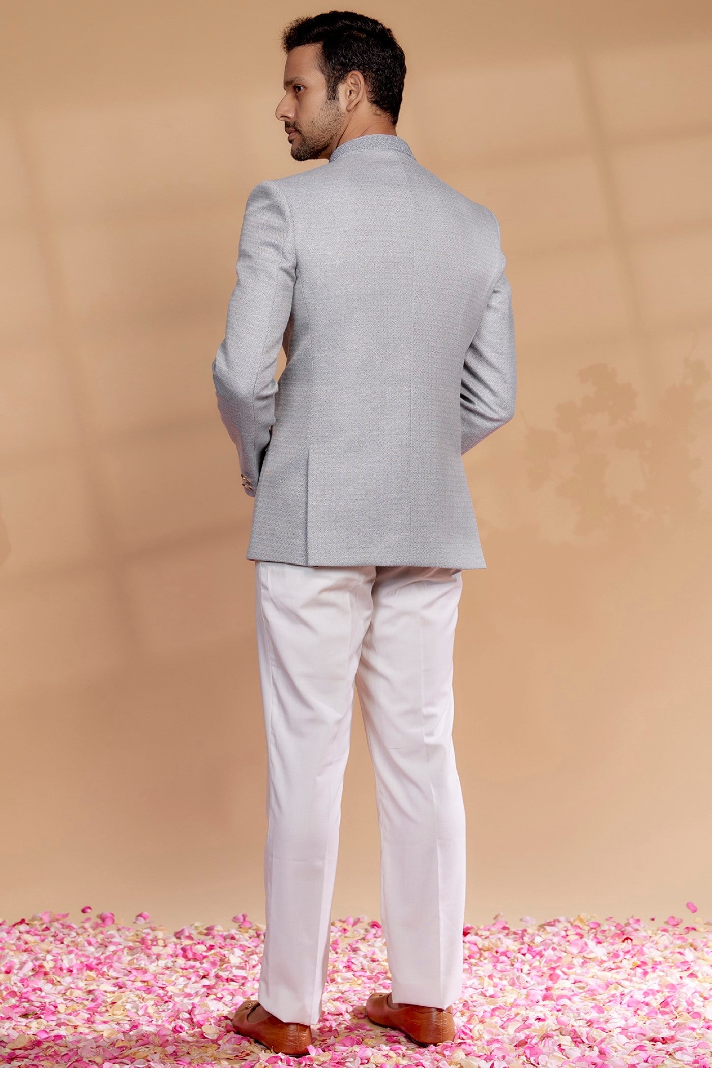 Lavender Jacquard Embroidered Jodhpuri Set