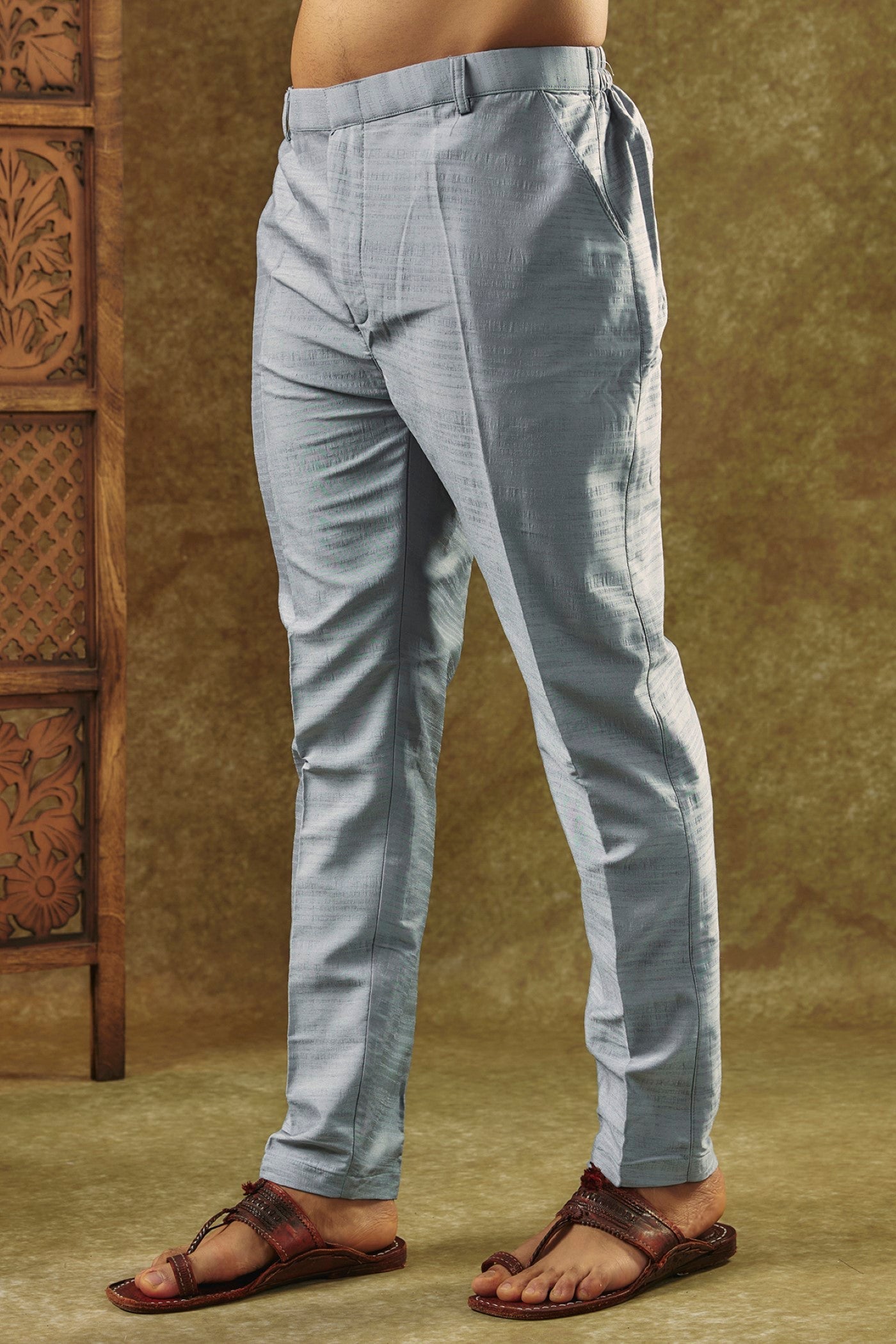 Slate Grey kurta Jacket set with mirror and resham embroidery