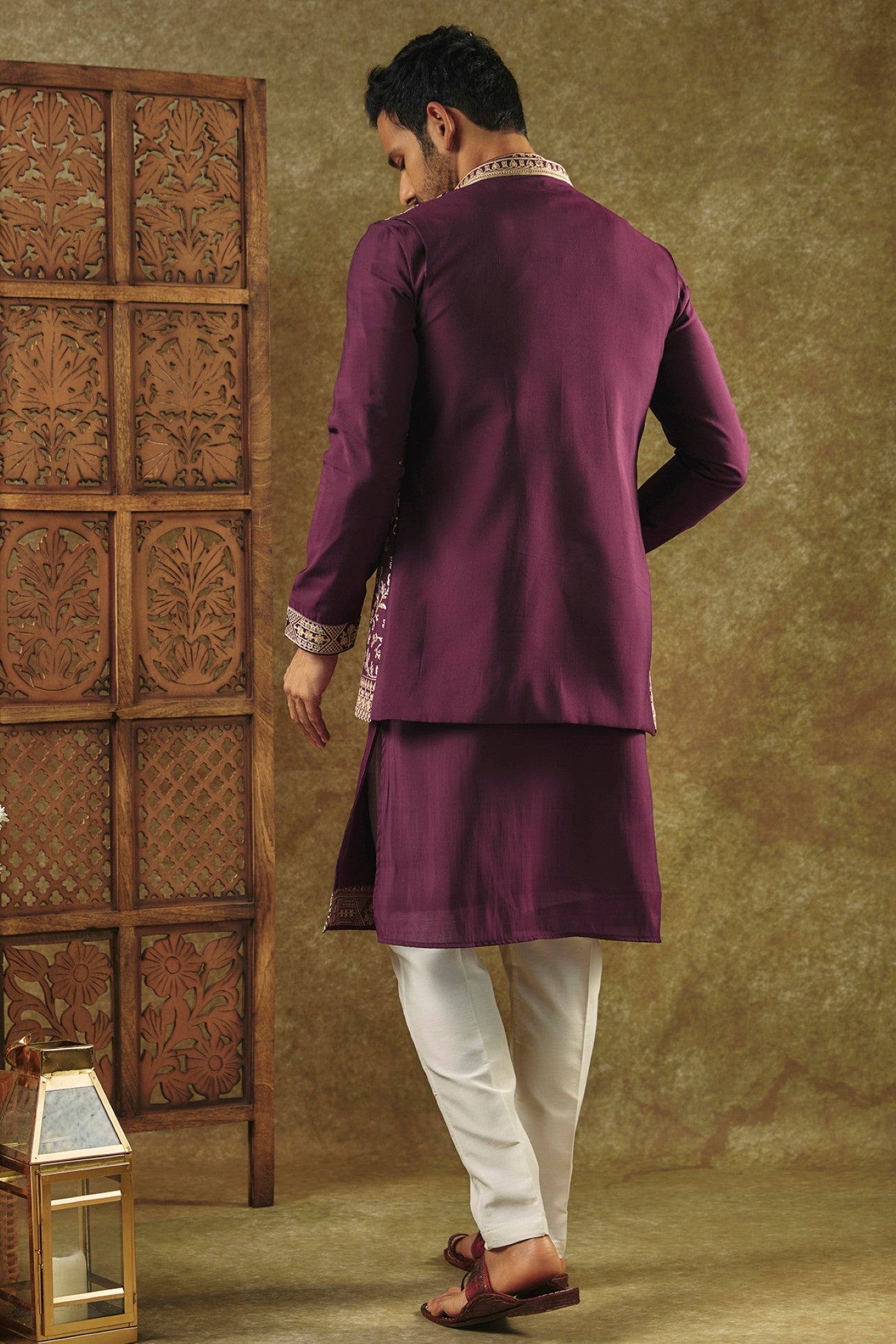 Wine Open-Indo Western set with sequin and resham embroidery