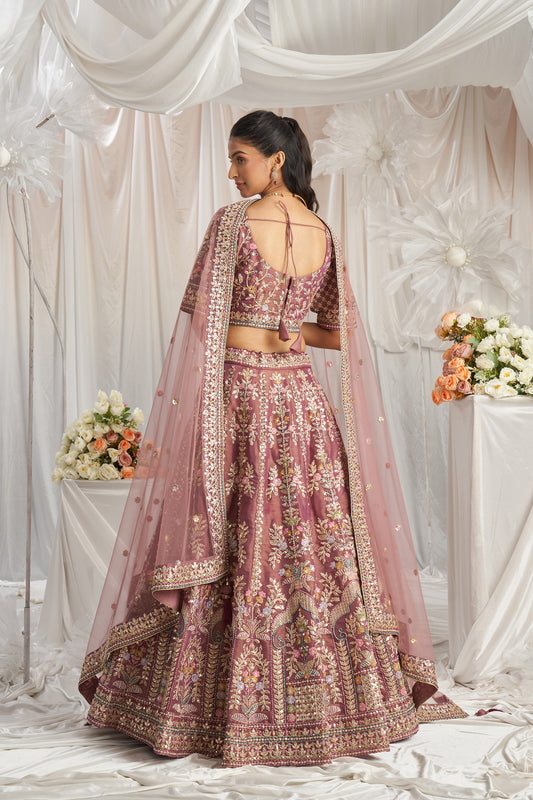Lavender Bridal net and Gotapatti & Moti embroidery Engagement Lehenga Choli
