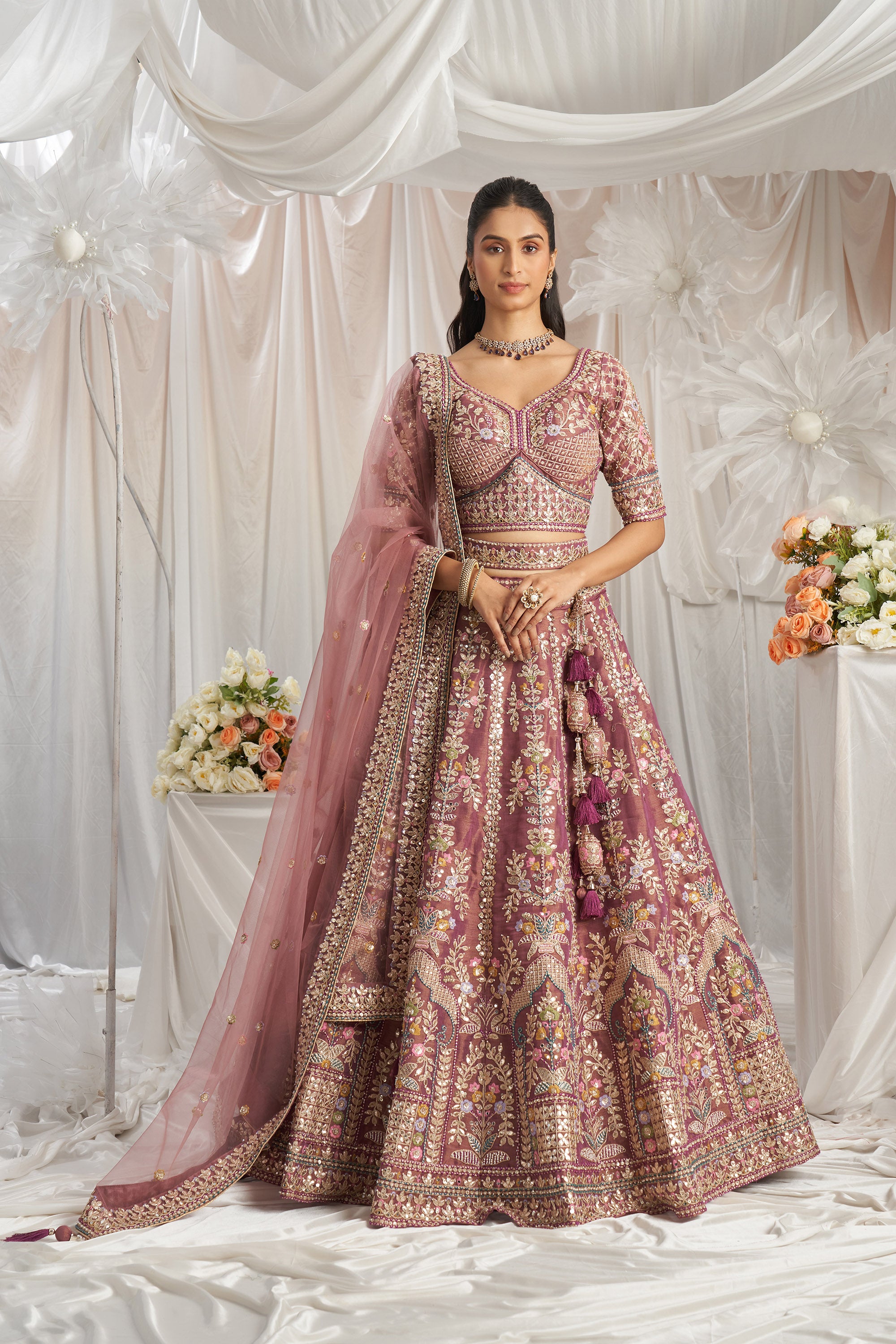 Lavender Bridal net and Gotapatti & Moti embroidery Engagement Lehenga Mohi fashion Lavender Bridal net and Gotapatti & Moti embroidery Engagement Lehenga Mohi fashion