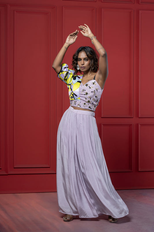 Lilac Abstract Print Palazzo Set