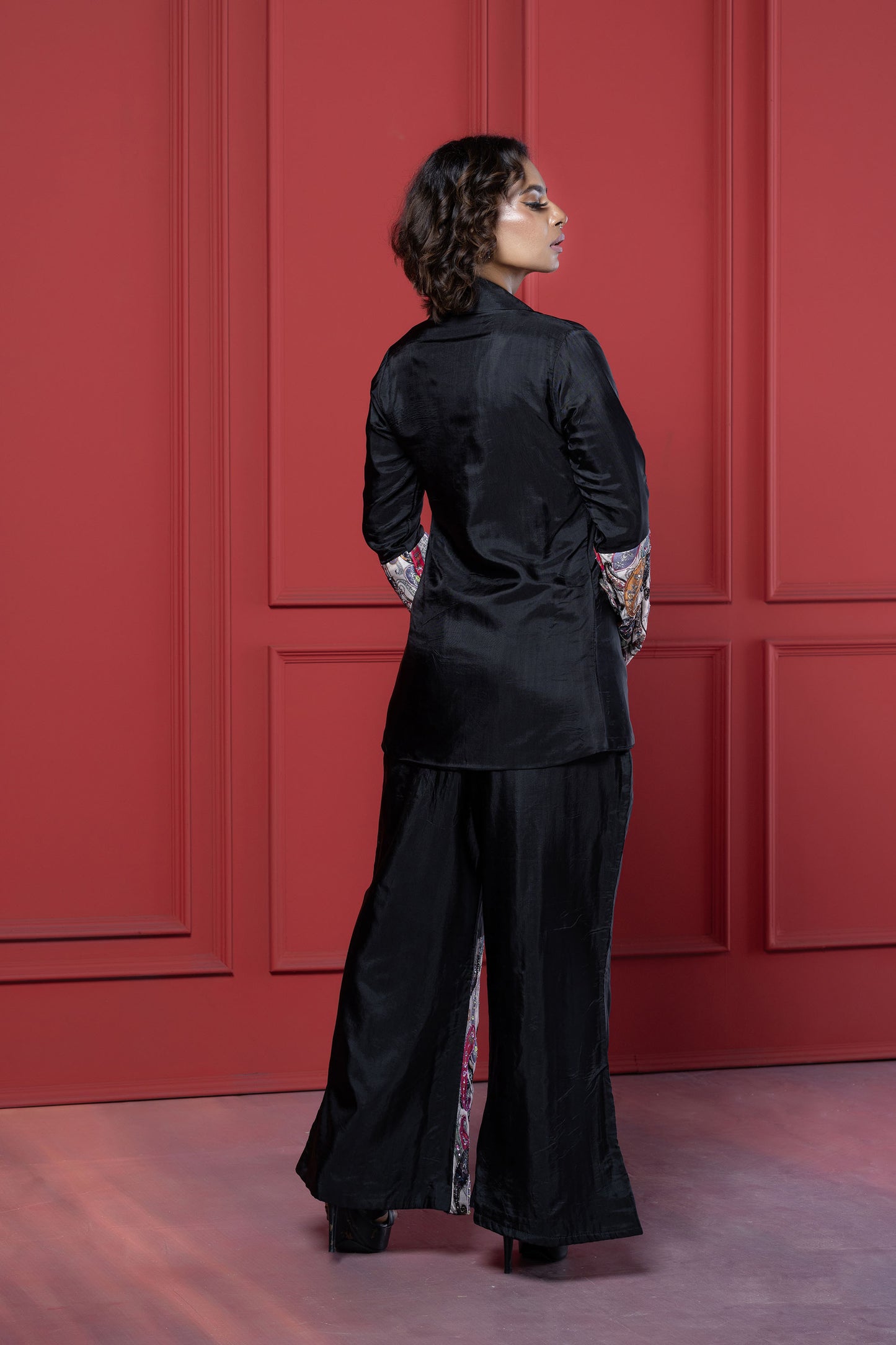 Black Patchwork Palazzo Set