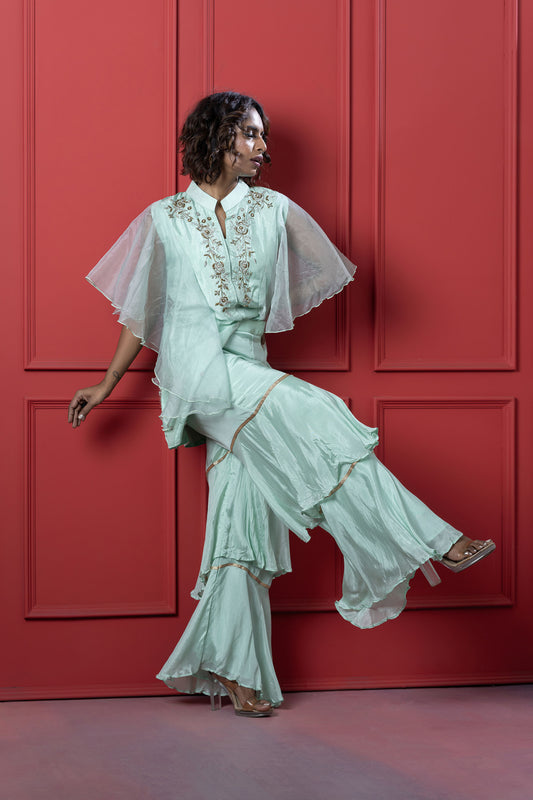 Mint Green Ruffle Sharara Set