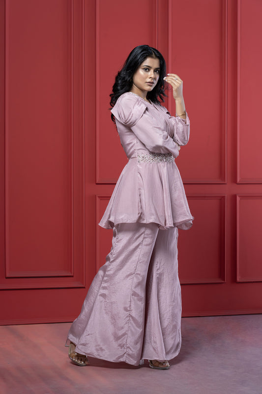 Peplum Upada Crystal Palazzo Set