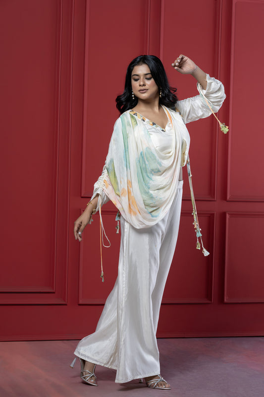 Idealic Ivory Marble Dye Palazzo set