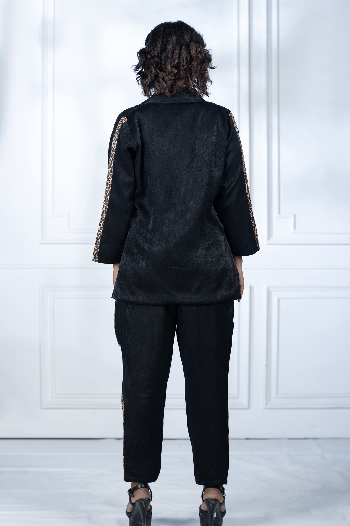 Black Velvet Patchwork Pant Set