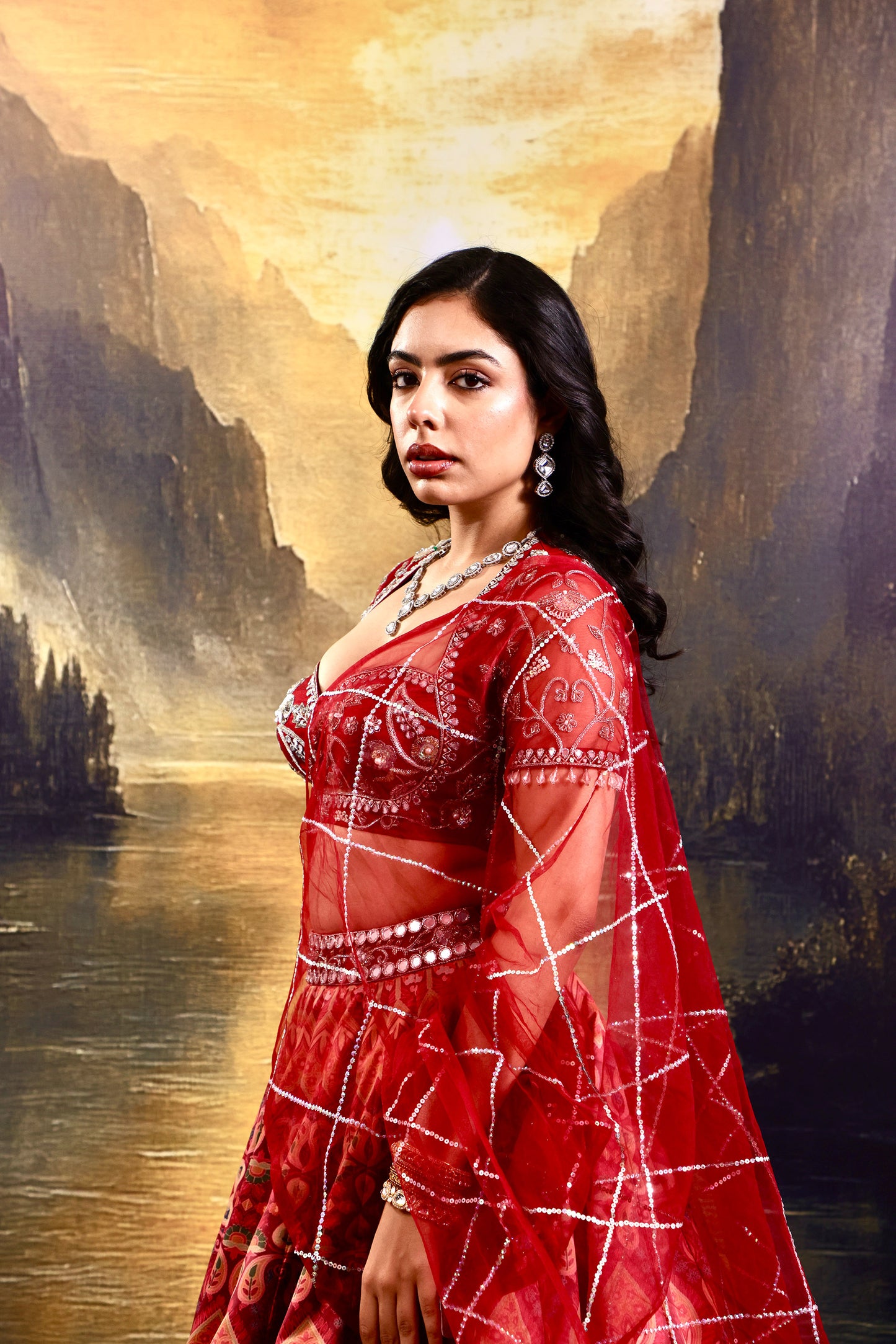 Maroon Noor lehenga set