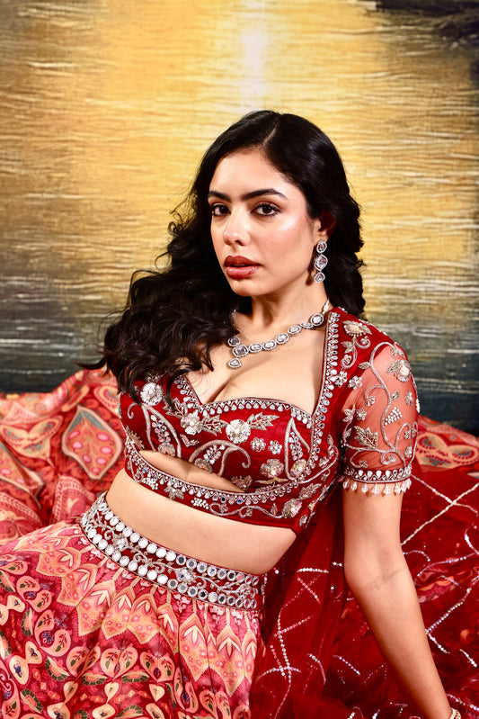 Maroon Noor lehenga set