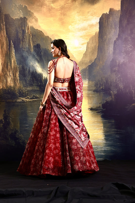 Maroon Khoob lehenga set