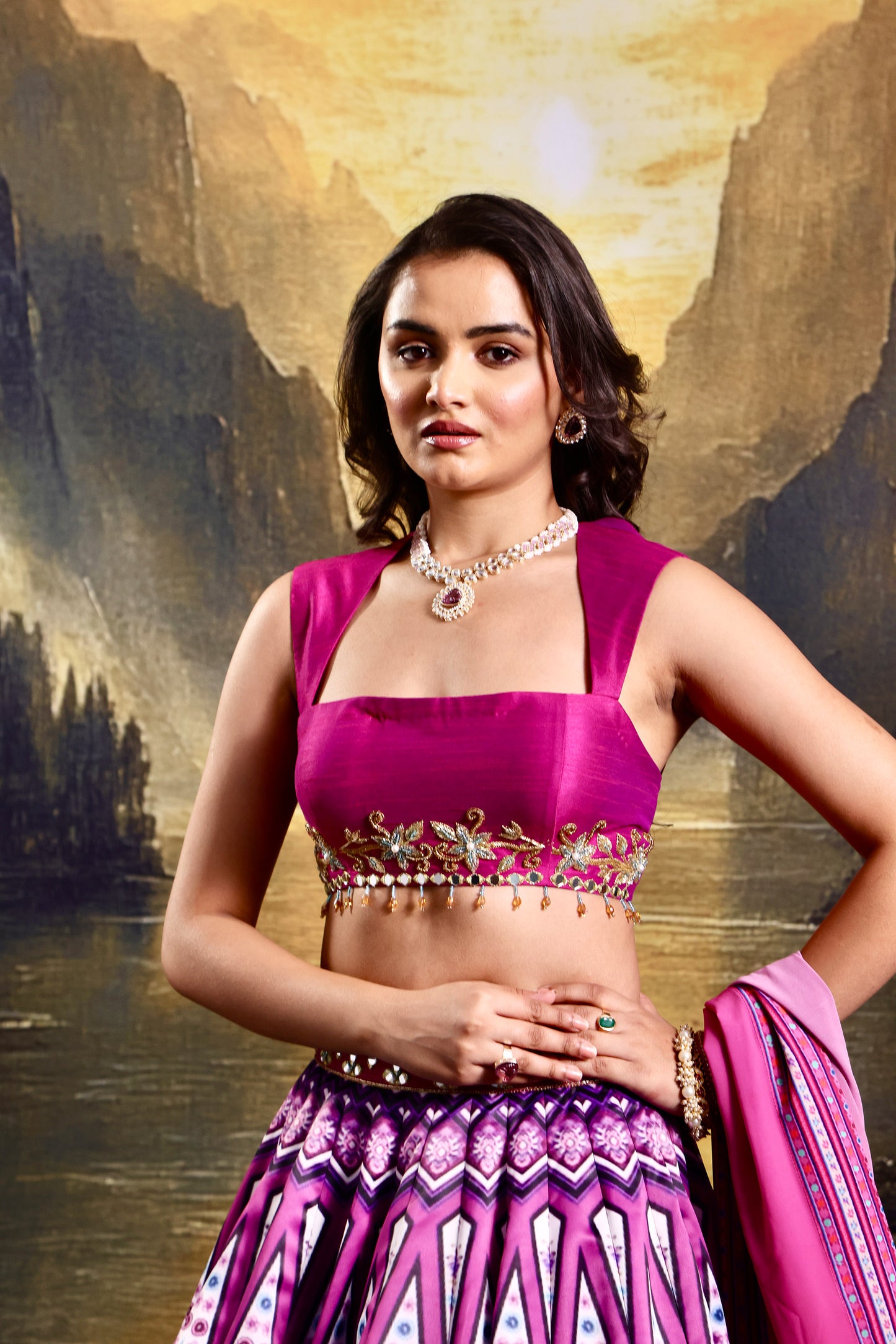 Magenta Jamila lehenga set