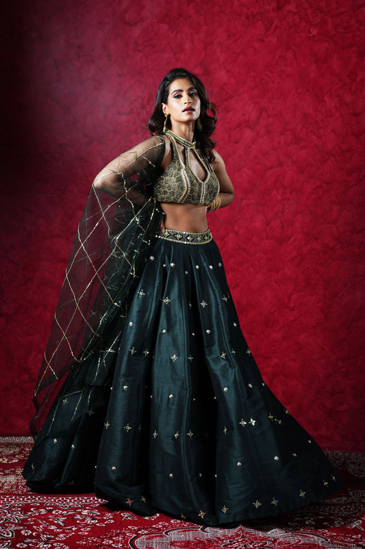 Green Jeeva lehenga set