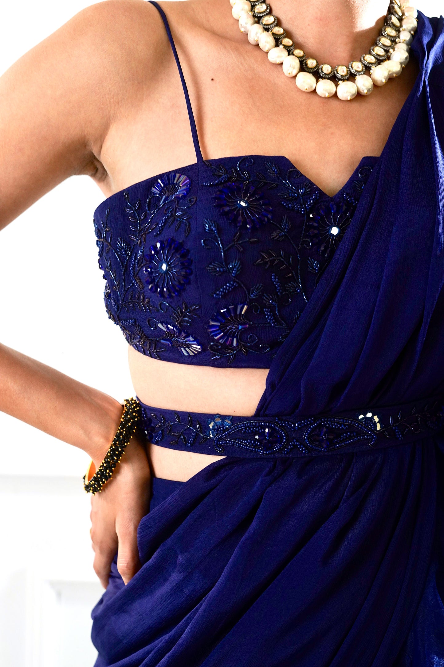 Blue Nikasha saree set