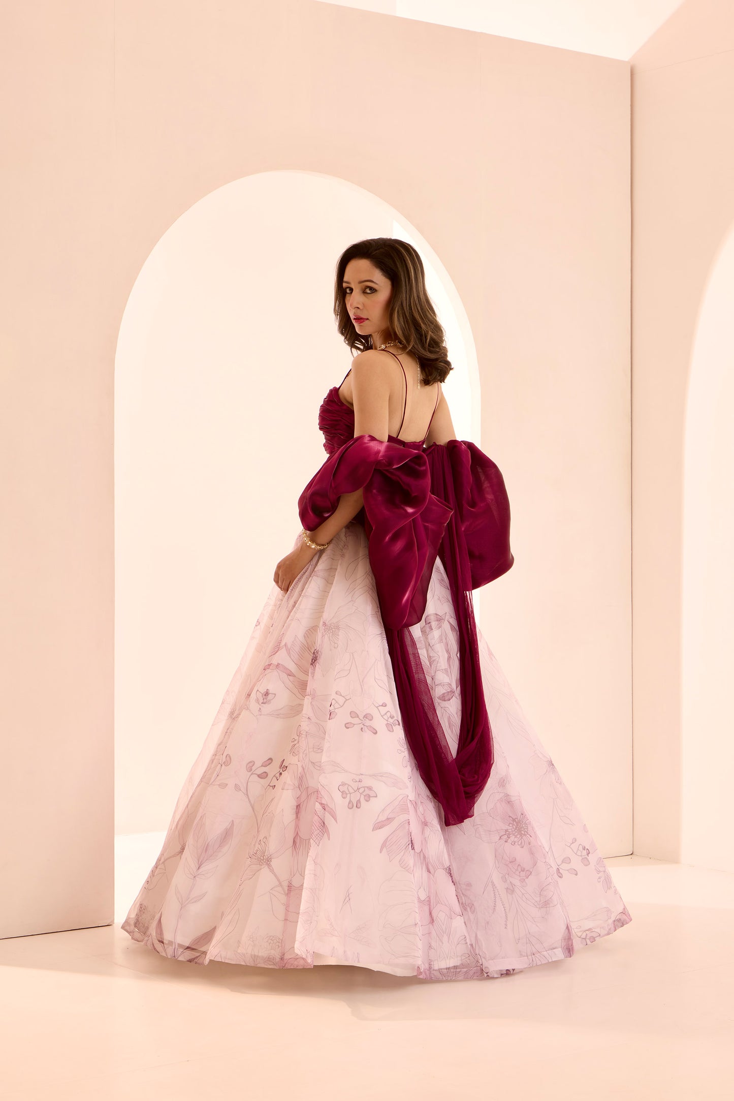 White and wine Ruby lehenga set