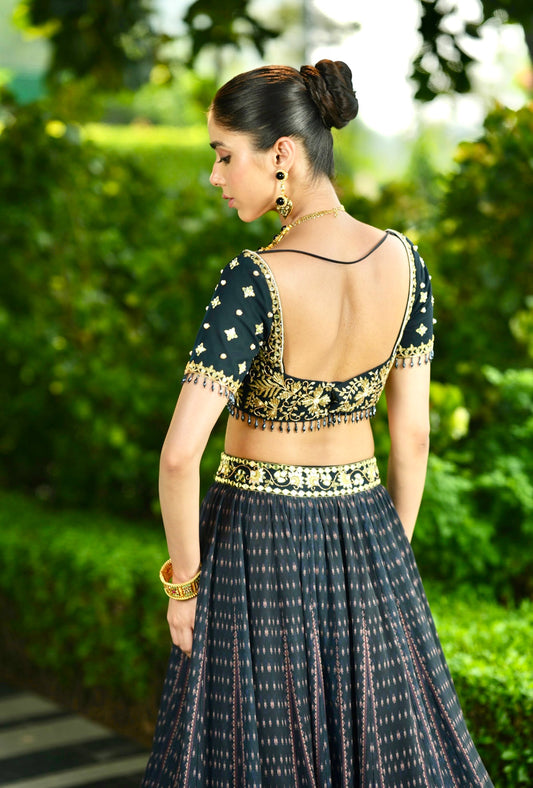 Blue black Jahaan lehenga set