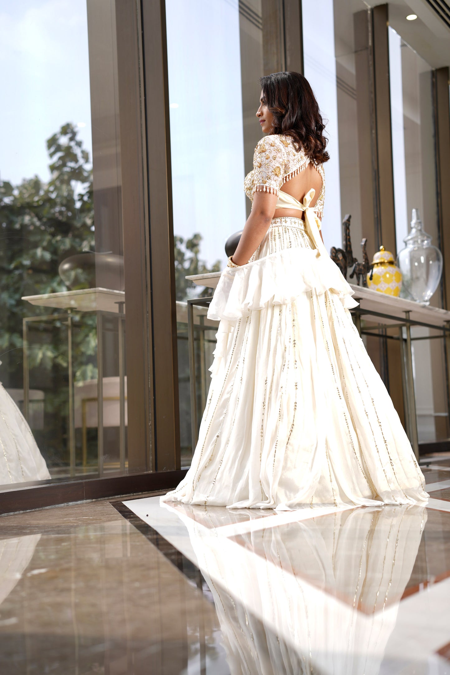 White Umeed white wedding lehenga