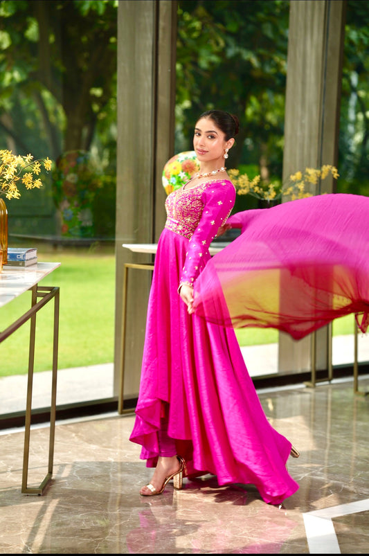 Pink Maahi anarkali set