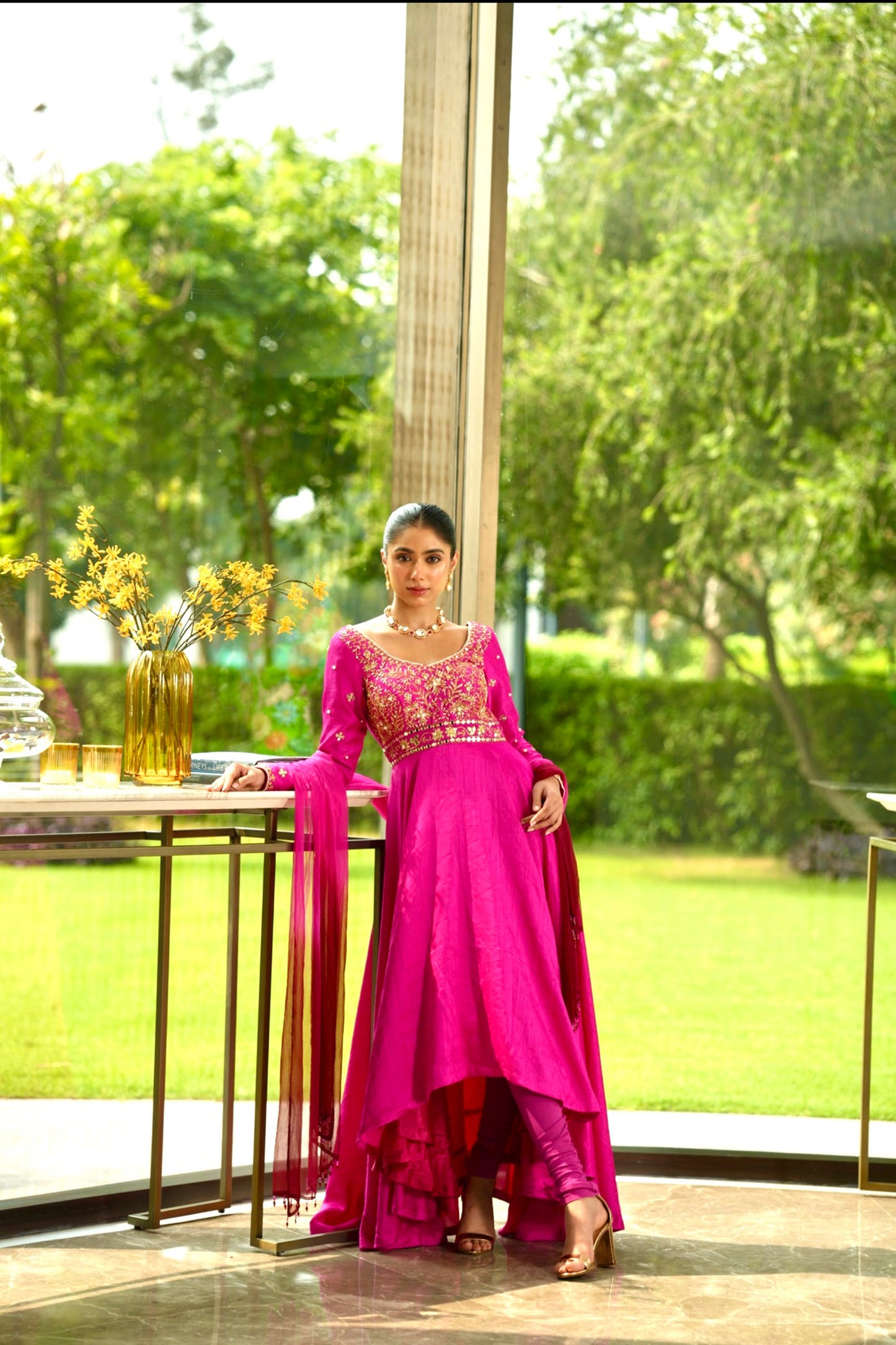 Pink Maahi anarkali set