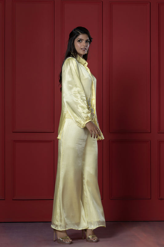 Lime Yellow Stone Work Coord Set