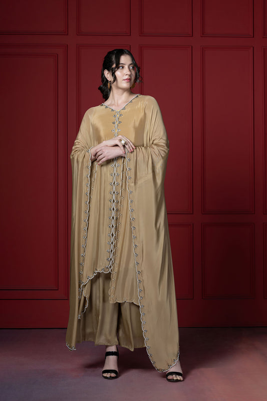 Golden Chinnon kundan Kaftan Set