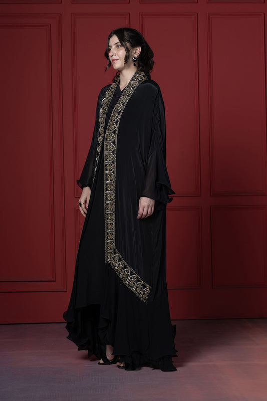 Black Abaya Jacket Set