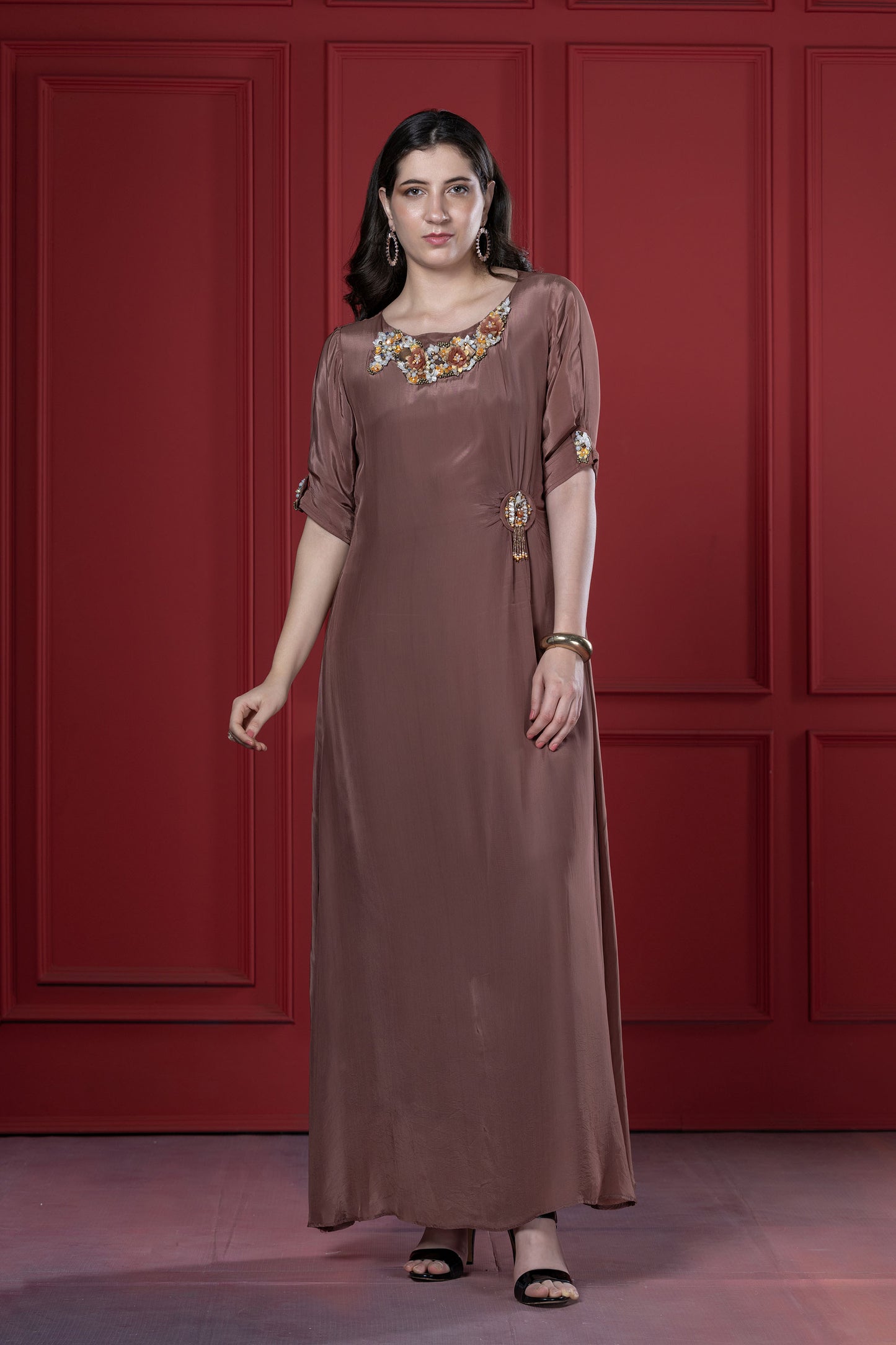 Mauve 3D Side-Knot Flower Tunic