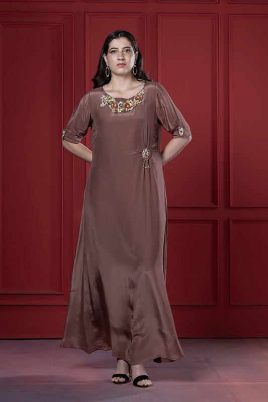 Mauve 3D Side-Knot Flower Tunic