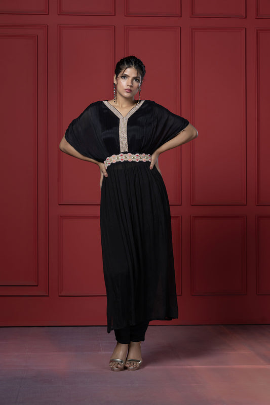 Bold Black Chinnon Long Tunic Set