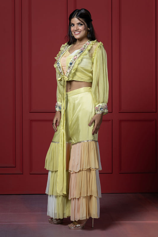 Colorful Green Croptop and Sharara Set