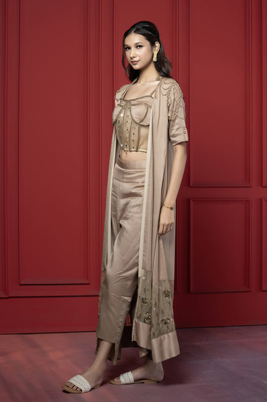 Copper Dola Silk 3-Piece Corset Jacket Set